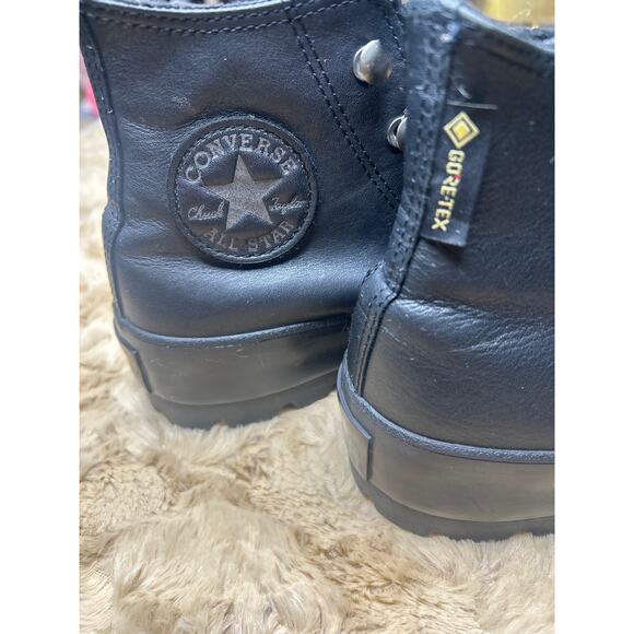 Converse Black Leather Hi top women’s 7 like new - Picture 3 of 6
